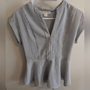 Monteau Los Angeles Women's Medium Tank Sleeveless Blue And White Stripe Coastal